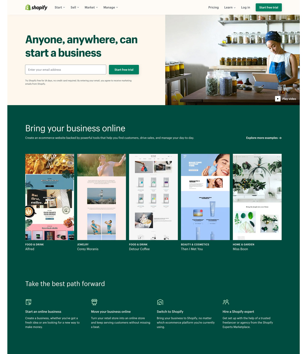 Shopify website