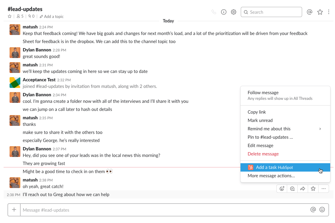 Slack HubSpot Integration