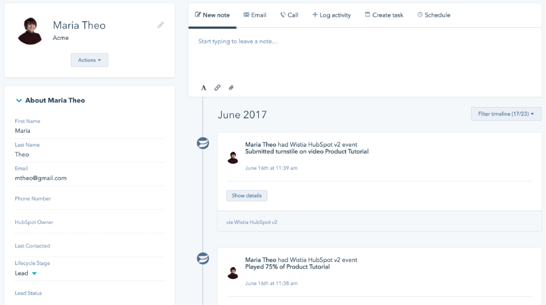 Wistia HubSpot Integration
