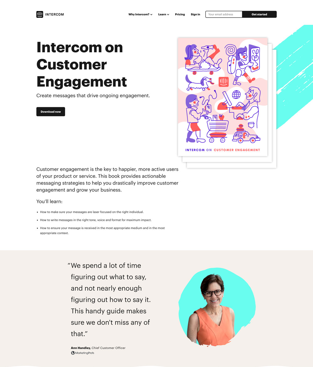 Intercom landing page
