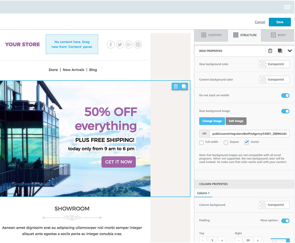 Mailchimp Drag-and-drop editor