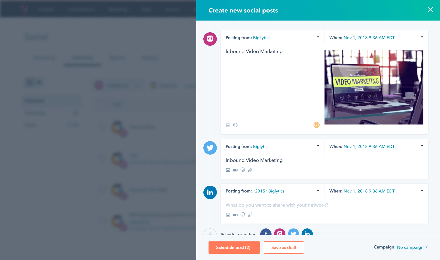 HubSpot's Social Media Tool