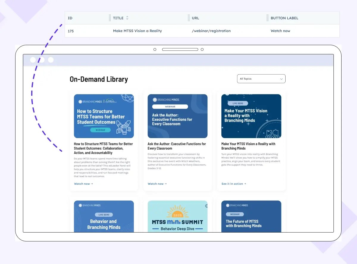 HubDB Webinars Example