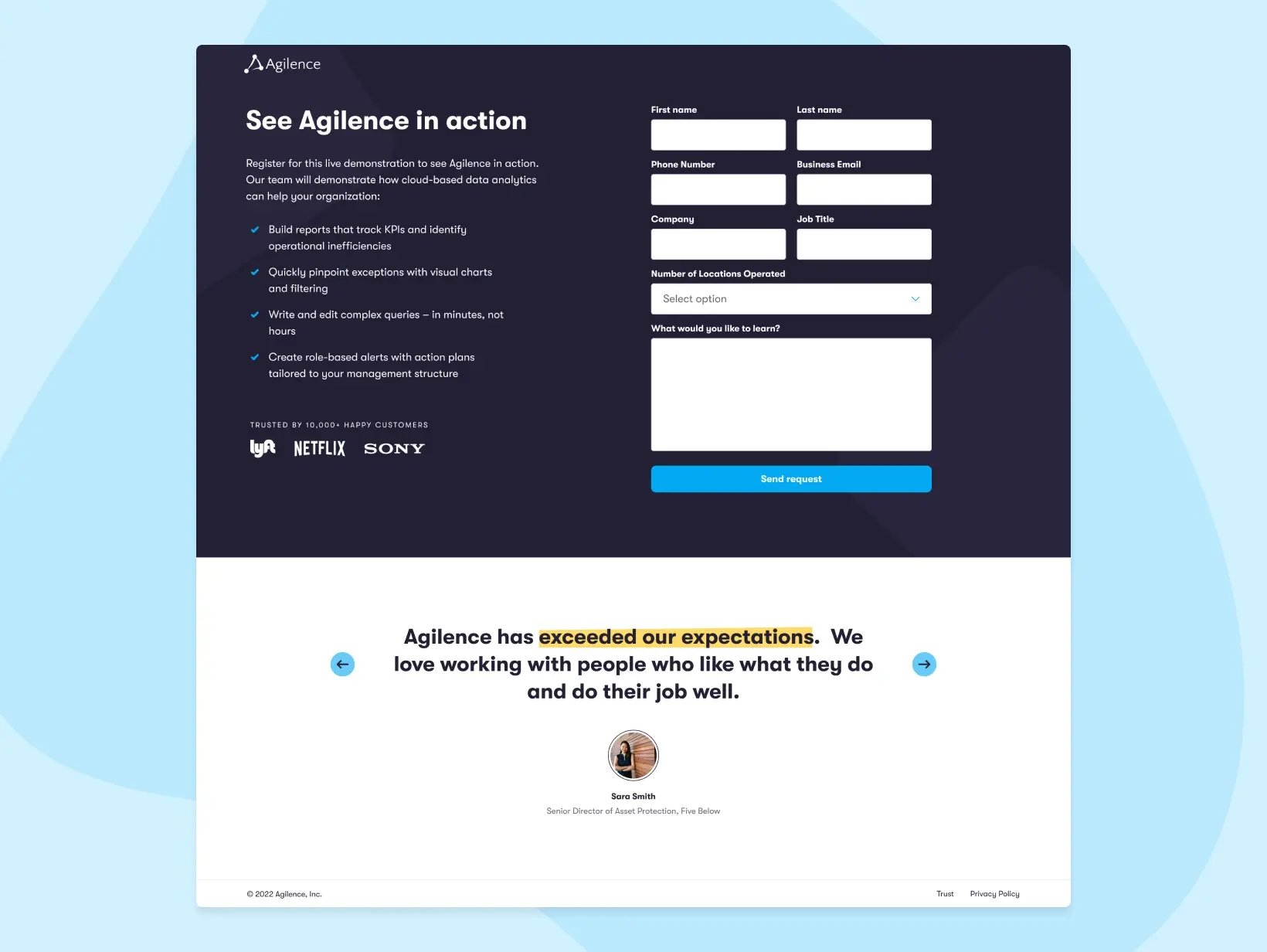 Agilence Demo Request Redesign