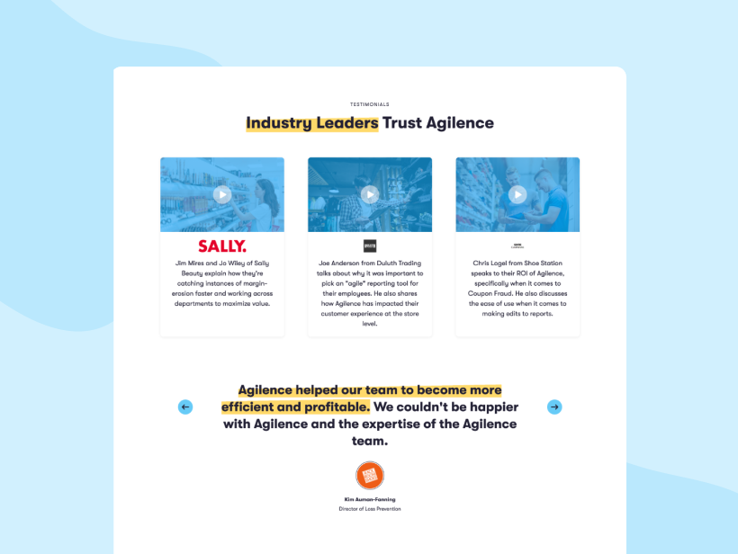 Featured video testimonials and testimonial slider